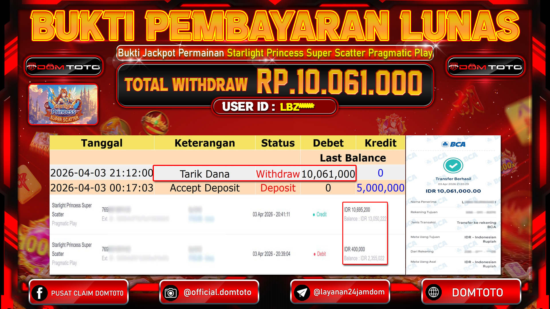 JACKPOT SLOT Starlight Princess Super Scatter Pragmatic Play 03 APRIL 2026